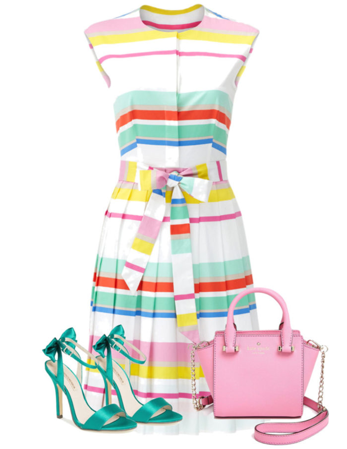 colorful spring dress, rent the runway dress, kate spade summer dress, kate spade colorful dress, rainbow dress,