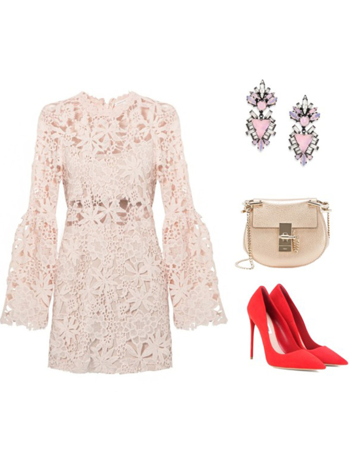 get the look, lace dress, red heels, chloe handbag, spring dress, spring outfit idea,fashion blogger style