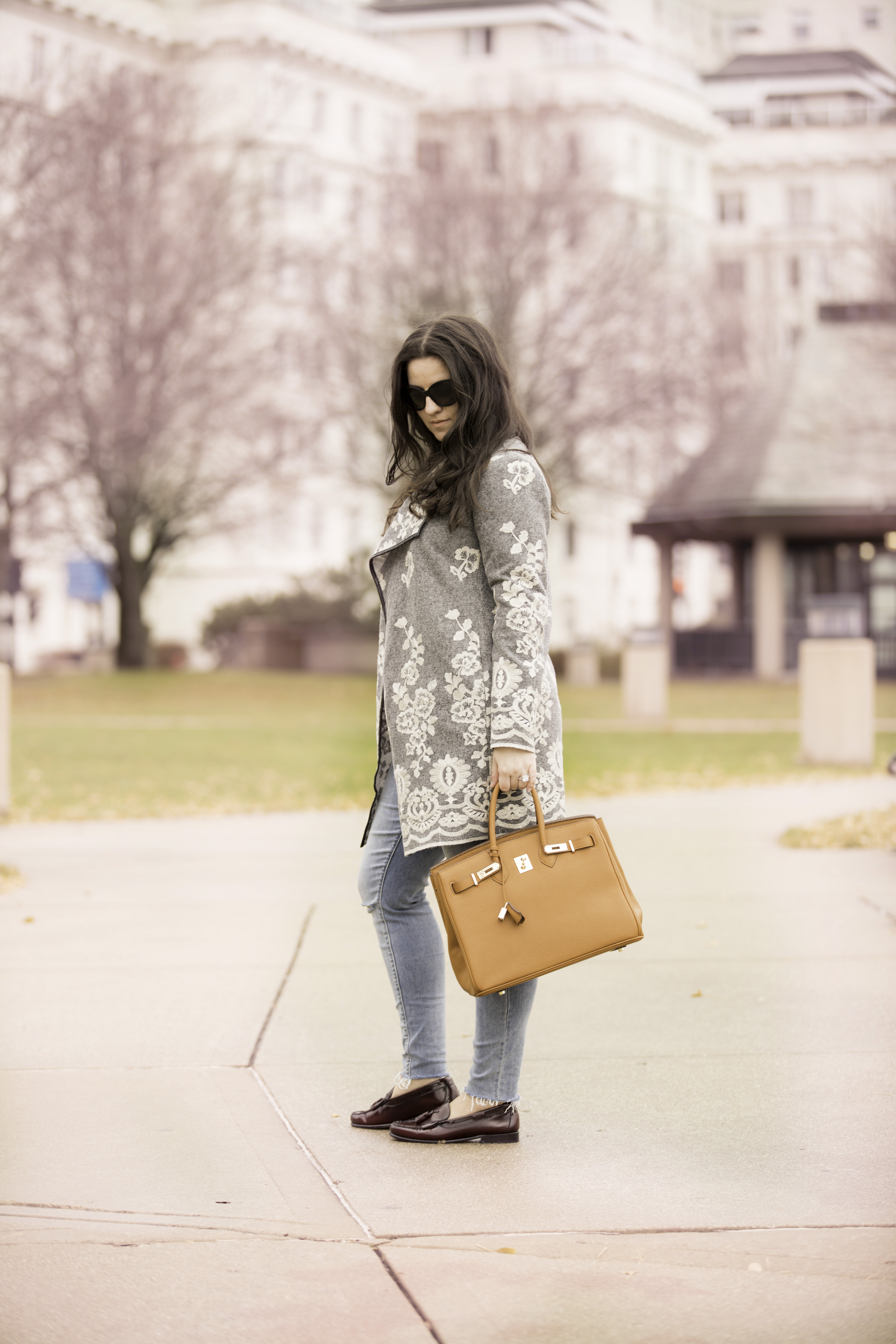 lace embroidered coat for a day in the city, soft surroundings womens fashion, baily lamb, chicago blogger