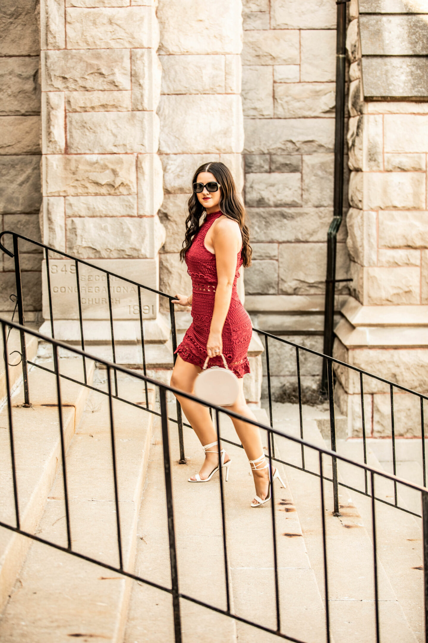 red lace dress, chicago fashion blogger, baily lamb, chicago fashion